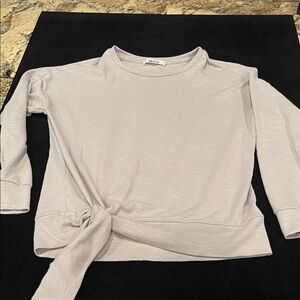 MOD Gray Long Sleeve sweatshirt with Tie Detail